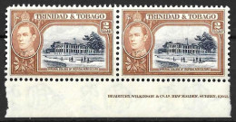 TRINIDAD & TABAGO.....KING GEORGE VI..(1936-52.)...SG247......2c X IMPRINT PAIR......1 X MH...1 XMNH.... - Trindad & Tobago (...-1961)