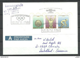 Estland Estonie Estonia 1996 Olympic Games Nagano Japan Michel Block 9 FDC Ersttagsbrief Registered Cover To Germany - Hiver 1998: Nagano