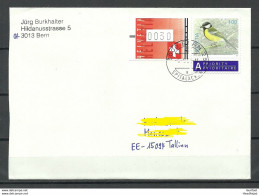 SCHWEIZ Switzerland 2008 Cover To Estonia Michel 2027 Vogel Bird + ATM Selbstklebende Marke - Lettres & Documents