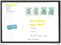 HUNGARY Ungarn 2015 Air Mail Letter Flugpost Brief To Estonia Estland - Brieven En Documenten