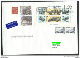 SCHWEDEN Sweden Sverige 2013 Air Mail Cover To Estland Estonia Estonie Woth Block Autos Cars Etc - Lettres & Documents