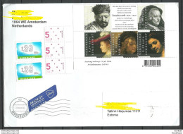 NEDERLAND NETHERLANDS 2018 Cover To Estonia Art Rembrandt Etc Stamps Uncancelled ! - Covers & Documents