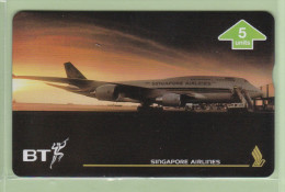 UK - BT General - 1996 Singapore Airlines II - 5u Changi Airport - BTG661 - Mint - BT Emissioni Tematiche Aerei Civili