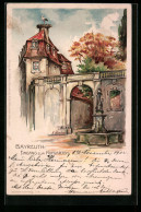 Lithographie Bayreuth, Eingang Zum Hofgarten  - Bayreuth