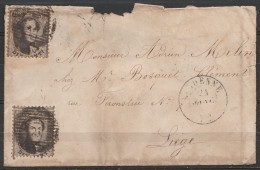 LSC Afr. N°14x2 P3 Càd ANDENNE /24 JANV 18?? Pour LIEGE (état Moyen) - 1865-1866 Profile Left