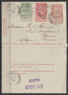 Carte-lettre 10c Rouge-brun + N°56+58 Càd NAMUR (STATION) /17 AVRIL 1900 Pour TUNIS - Càd Arrivée "REGENCE DE TUNIS" - Letter-Cards