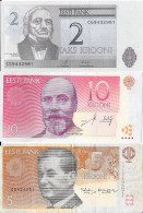 Lot De 3 Billets D'Estonie: Eesti Pank - 2, 5, 10 Krooni (Kaks, Viis, Kumme Krooni) - Estonia