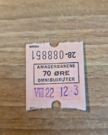 19550 Eb.   Ticket Amagerbanens Omnibusruter Danish Aa '60 - Autres & Non Classés