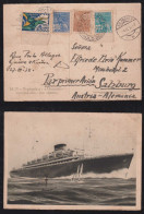Brazil Brasil 1938 Airmail Postcard SANTOS X SALZBURG Austria Ostmark M/N Neptunia - Covers & Documents
