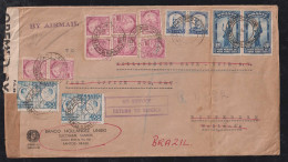 Brazil Brasil 1940 Big Size Censor Airmail 94000R Rate Cover SANTOS X ROTTERDAM Dutch Returned Because Of War - Cartas & Documentos