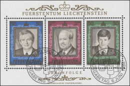 Liechtenstein Block 13 Thronbesteigung  Von Fürst Franz Josef II, ESSt 6.6.1988 - Oblitérés