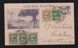 Brazil Brasil 1934 VARIG Airmail Uprated Picture Stationery Postcard SANTA CRUZ - Airmail (Private Companies)