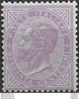 1863-65 Italia VE II 60c. Lilla Torino MNH Sassone N. T21 - Altri & Non Classificati