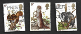 GRAN BRETAGNA (UNITED KINGDOM) -  SG 1039.1043  -  1977 BRITISH  WILDLIFE: ANIMALS   (3  STAMPS OF THE SET)   - USED° - Used Stamps