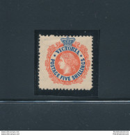 1867-81 Victoria - Australia - 5 Scellini Blu Scuro E Rosso - Stanley Gibbons N. 148 - MH* - Other & Unclassified