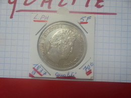 +++QUALITE+++LOUIS-PHILIPPE 5 FRANC 1837 "B"ARGENT +++(A.5) - 5 Francs