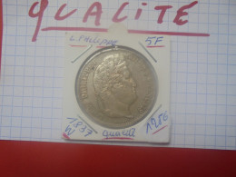 +++QUALITE+++LOUIS-PHILIPPE 5 FRANC 1837 "W"ARGENT +++(A.5) - 5 Francs