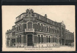 CPA Lens, La Caisse D`Epargen Et L`Hôtel Des Sapeurs-Pompiers  - Lens