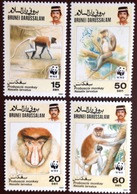 Brunei 1991 WWF Proboscis Monkey Animals MNH - Singes