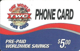 USA: Prepaid TWC - One World One Card, Globe - Autres & Non Classés