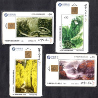 China 1999 Beautiful Miaoling Jiuhua Mountain Landscape, Anhui Province 4V IC No. 25 Used Cards - China