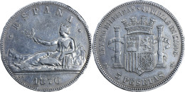 ESPAGNE - 1870 - 5 Pesetas - Gouvernement Provisoire - ARGENT 900‰ - 20-081 - First Minting