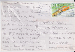 Fiji Fidji Carte Postale Affranchissement Timbre Poisson Freshwater Goby Fish Stamp Air Mail Postcard - Fidji (1970-...)