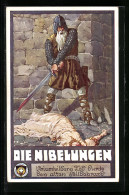 Künstler-AK Ernst Kutzer: Die Nibelungen, Kriemhilds Tod Durch Den Alten Hildebrand  - Fairy Tales, Popular Stories & Legends