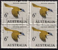 AUSTRALIA 1966 6c Block Of 4, Olive-Yellow, Black, Blue & Pale Blue SG387 FU - Usados