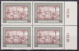 1972 , Mi 1390 ** (5) -  4er Block Postfrisch - 25 Jahre Verstaatlichte Elektrizitätswirtschaft - Briefe U. Dokumente