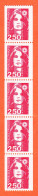 28658 / ⭐ Roulette Bande 5 Timbres Y-T N° 2719 ● Bicentenaire Marianne BRIAT JUMELE  2.50 Fr Rouge  France N** - Coil Stamps