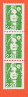 28657 / ⭐ ♥️ Rare Roulette 92 Chiffre Rouge N° 000 MARIANNE Bicentenaire BRIAT Y&T 2718 Bande De Trois 3x2.20 Fr Fr Frc - Coil Stamps