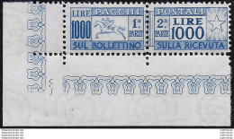 1954 Italia Pacchi Postali Lire 1.000 Cavallino Af MNH Sassone N. 81/I - Other & Unclassified