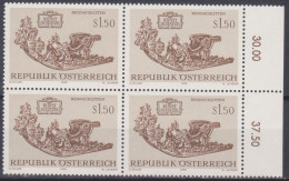 1972 , Mi 1406 ** (4) -  4er Block Postfrisch - Kunstschätze Aus Der Wagenburg - Briefe U. Dokumente