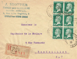 Tarifs Postaux France Du 01-04-1920  (08) Pasteur  N° 170  10 C X 6 Lett. Recomm. 1e  échelon 07-07-1923 - 1922-26 Pasteur