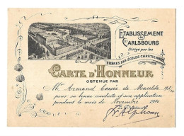 Carte D’honneur  Etablissement De Carlsbourg Belgique1945 BE  Dirigé Par Les Frères Des écoles Chrétiennes - Diplome Und Schulzeugnisse