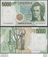 1988 Italia Lire 5.000 Vincenzo Bellini FDS Rif. BI 69B Gigante - Autres & Non Classés