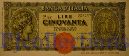 ITALIA - ITALY 50 LIRE 1944 PICK 74 AU/UNC - 50 Liras