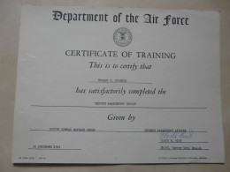 VIEUX PAPIERS - CERTIFICAT DE FORMATION : DEPARTMENT OF THE AIR FORCE - Diplome Und Schulzeugnisse