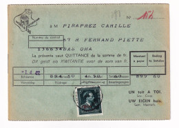 Bas-Oha Quittance 1947 Belgique Timbres Fiscaux Un Toi à Toi Uw Eigen Huis Piraprez - Documents