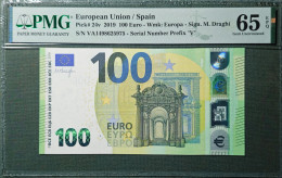 100 EURO SPAIN 2019  DRAGHI V002D2 VA SC UNCIRC. PMG 65 EPQ - 100 Euro