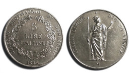 RIPRODUZIONE !!! GOVERNO PROVVISORIO DI LOMBARDIA 5 LIRE 1848 !!! - Monetary/Of Necessity