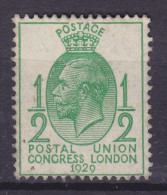 Great Britain 1929 Mi. 170, ½ Pence King George V. UPU Weltpostverein Congress, London, MNG(*) (2 Scans) - Nuovi