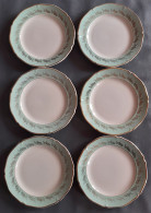 Lot 327 - 6 Assiettes à Dessert En Faïence CERANORD SAINT AMAND, Modèle PICARDIE Blanche Verte Et Dorure - Plates