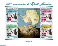 Niger 2022 150th Anniversary Of Roald Amundsen, Mint NH, History - Nature - Various - Explorers - Penguins - Maps - Onderzoekers