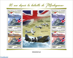 Niger 2022 80 Years Since The Battle Of Madagascar, Mint NH, History - Transport - Flags - World War II - Aircraft & A.. - WW2