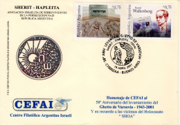 Judaica Argentina Israel 2001 "Ghetto Warsaw", Raoul Wallenberg Special Cover - Judaísmo