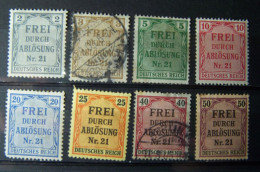 Serie De 8 Timbres De Service Deutsches Reich - N° Mi 1 à 8 - Frei Durch Ablosung N° 21 - Etat Voir Scans - Officials