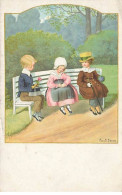 Illustrateur - Pauli Ebner - Enfants Sur Un Banc, L'une D'eux Dormant - Ebner, Pauli