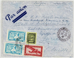 Französisch-Indochina / Indochine Français 1947, Luftpostbrief Cholon - Saigon - Thalwil (Schweiz) - Lettres & Documents